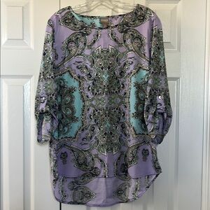 Paisley Print Women's Top - Purple and Green